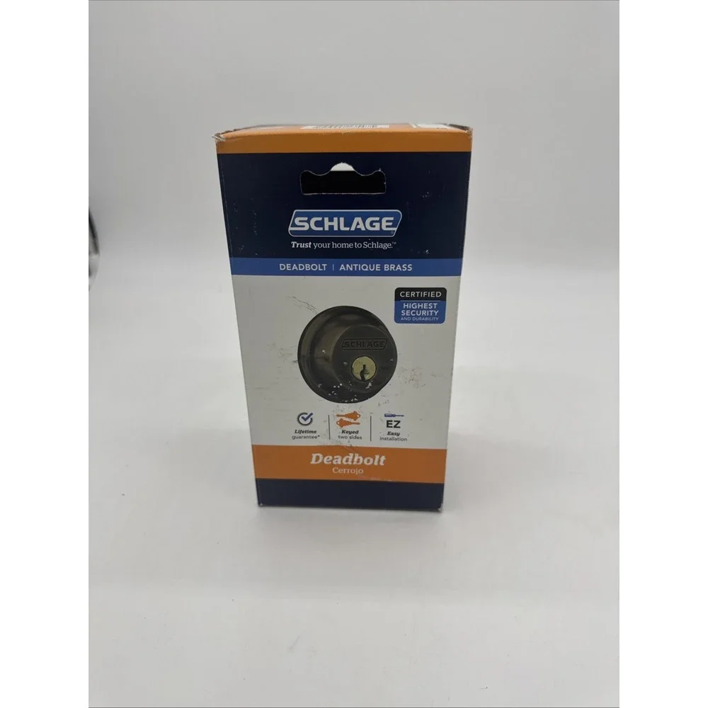 SCHLAGE -‎ B62 G 609 - Double Cylinder Deadbolt Keyed 2 Sides Antique Brass